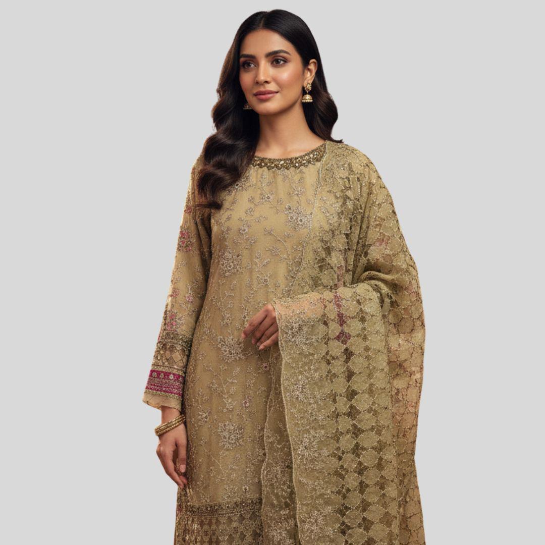Embroidered Pakistani 3 Piece Suit for Women – Luxury Formal Salwar Kameez with Dupatta – Eid Outfit, Wedding Guest Dress
