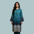 Teal Embroidered Pakistani 3 Piece Kurta Set for Women | Elegant Long Kurta with White Lace Hem | South Asian Formal Wear
