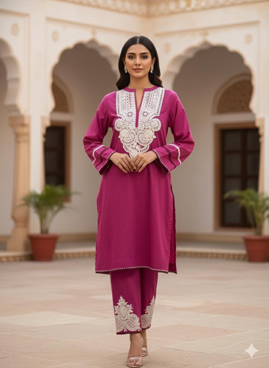 Brand New Pink 2 Piece Suit | Embroidered Shirt | Ready to Wear Pakistani Salwar Kameez for Women