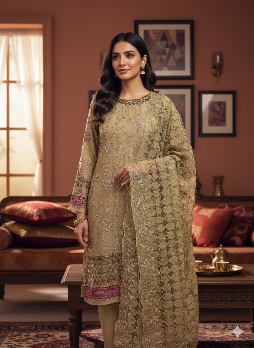 Embroidered Pakistani 3 Piece Suit for Women – Luxury Formal Salwar Kameez with Dupatta – Eid Outfit, Wedding Guest Dress