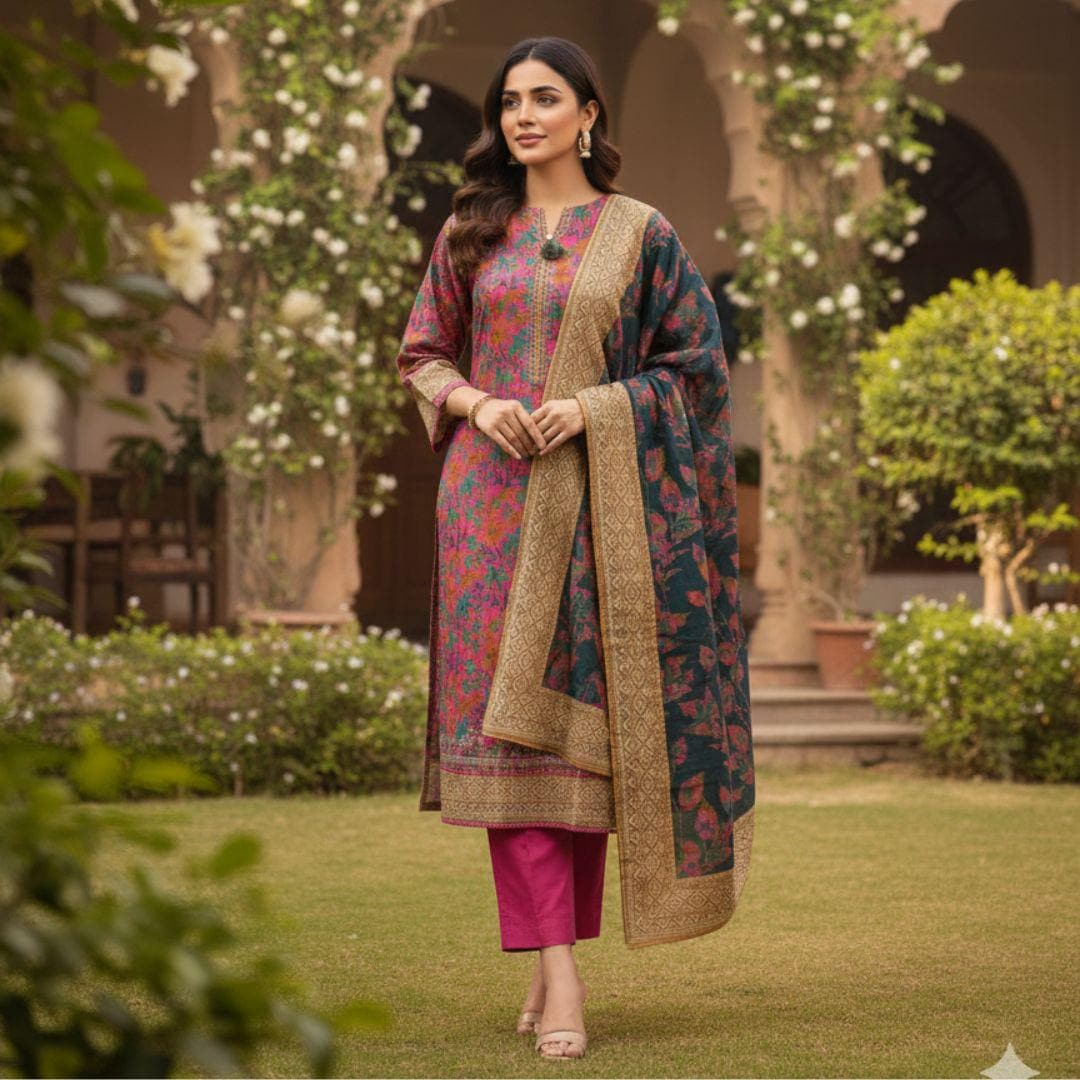 Brand New 3 Piece Suit Pink | Embroidered Shirt | Ready to Wear Pakistani Salwar Kameez for Women