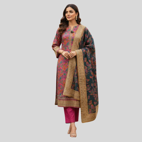 Brand New 3 Piece Suit Pink | Embroidered Shirt | Ready to Wear Pakistani Salwar Kameez for Women