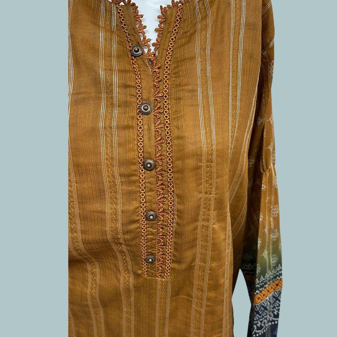 Brown Ombre Pakistani 3 Piece Suit for Women | Embroidered Kurta with Dupatta & Trousers | South Asian Formal Wear Canada