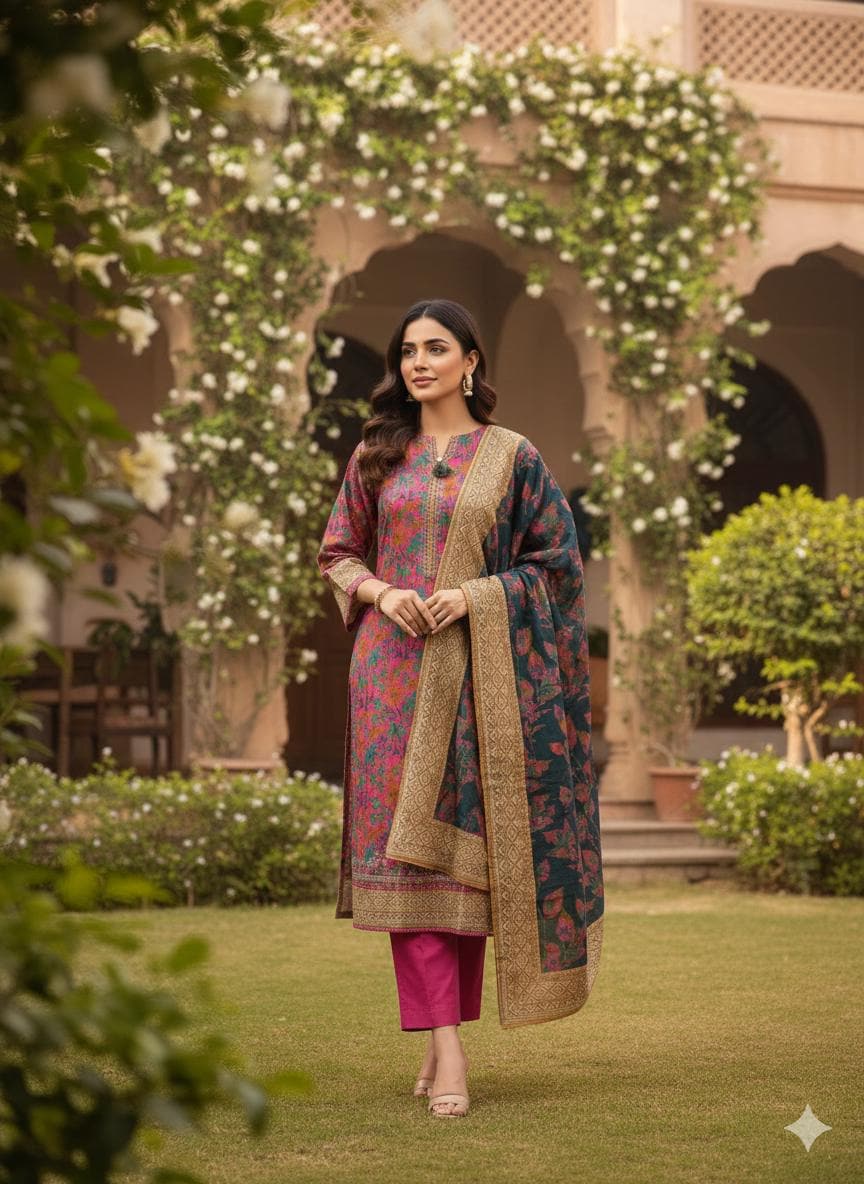 Brand New 3 Piece Suit Pink | Embroidered Shirt | Ready to Wear Pakistani Salwar Kameez for Women