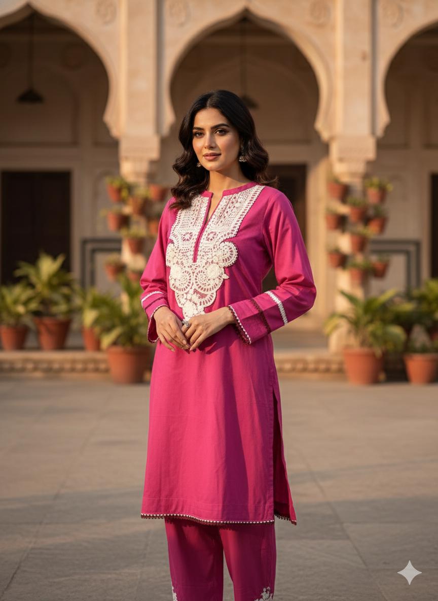 Brand New Pink 2 Piece Suit | Embroidered Shirt | Ready to Wear Pakistani Salwar Kameez for Women